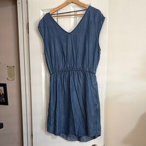 Universal Thread Denim Blue V-Neck Mini Dress